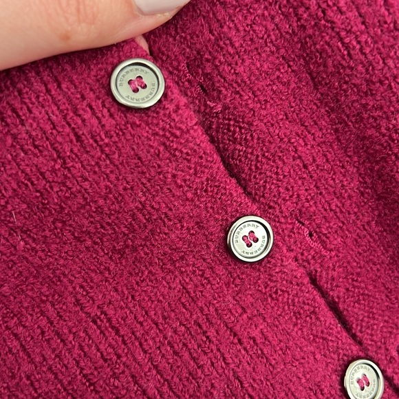 Burberry Children Merino Wool Cranberry Red Button Sweater - Picture 5 of 6